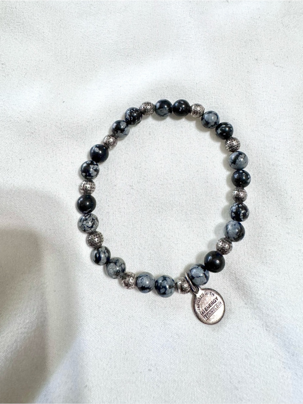 3/$10! Snowflake Obsidian Bead Bracelet